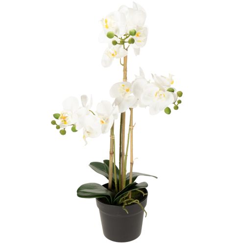 Artificial orchid in a pot for a harmonious ambience, white, 60cm