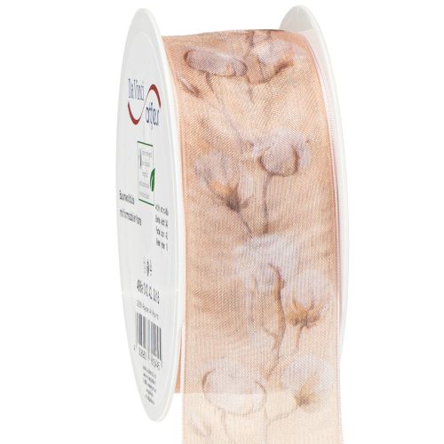 Product Organza ribbon cotton flowers decorative ribbon pink 40mm 15m