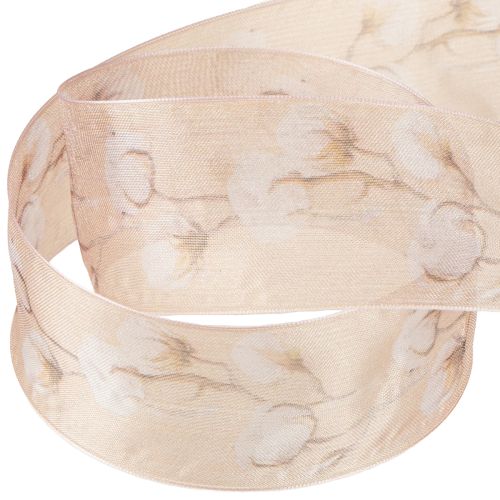 Product Organza ribbon cotton flowers decorative ribbon pink 40mm 15m