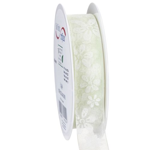 Floristik24 Organza ribbon, floral, gift ribbon, green, 25mm, 18m