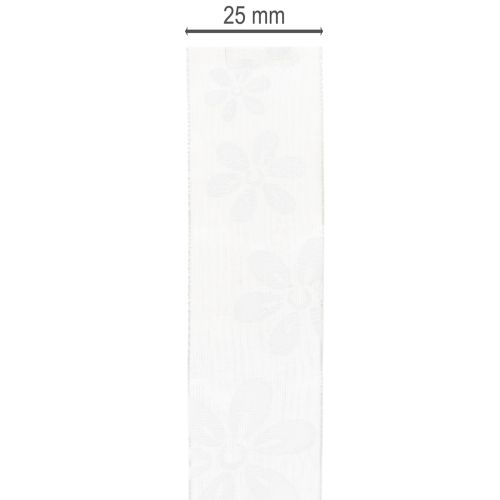 Product Organza ribbon, floral, gift ribbon, green, 25mm, 18m