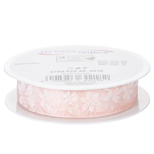 Product Organza ribbon, floral gift ribbon, pink, 25mm, 18m