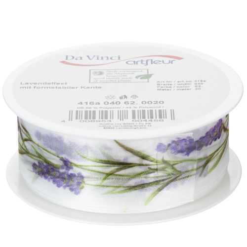 Product Organza ribbon, chiffon ribbon, decorative ribbon, lavender, 40mm, 20m