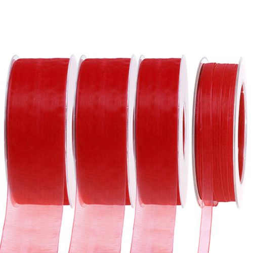 Product Organza ribbon gift ribbon decorative ribbon selvedge red 50m