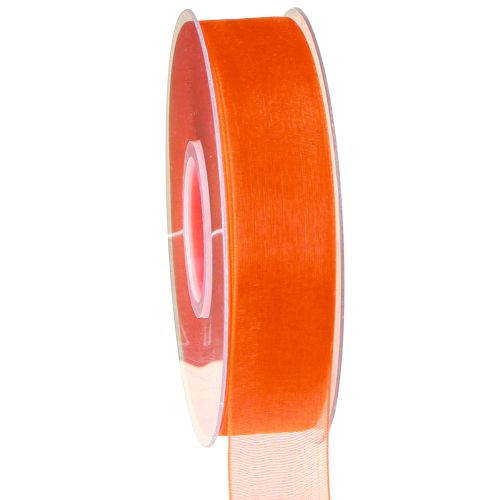 Floristik24 Organza ribbon gift ribbon orange ribbon selvedge 25mm 50m