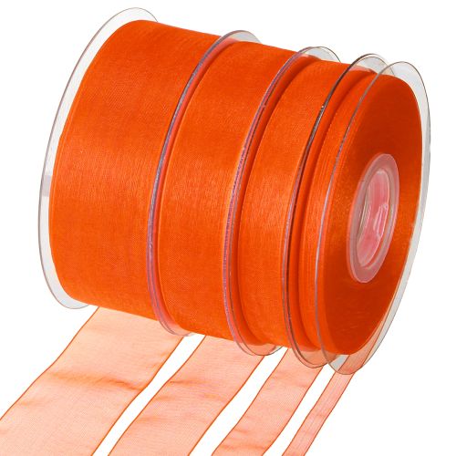 Floristik24 Organza ribbon gift ribbon orange ribbon selvedge 50m