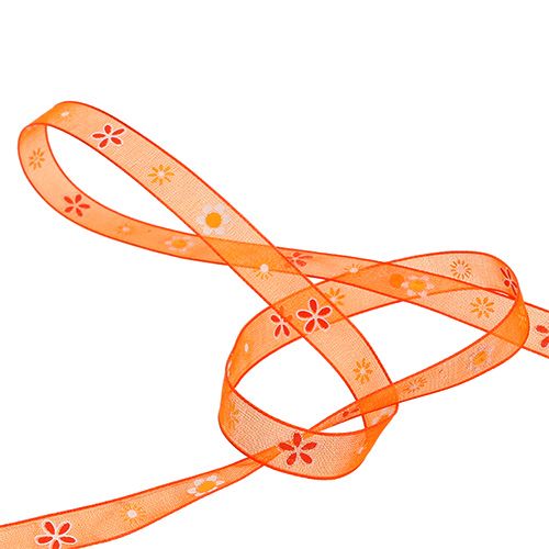 Product Organza ribbon orange with pattern 10mm 20m
