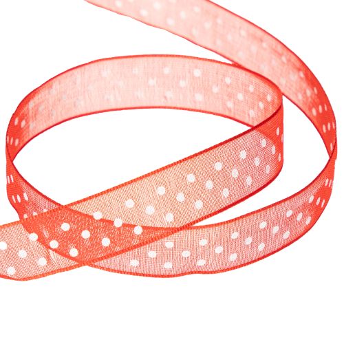 Product Ribbon with polka dot pattern for versatile seasonal gift wrapping, 1.5cm wide, 20m long