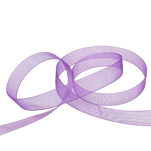 Floristik24 Organza ribbon with selvedge 1.5cm 50m medium purple