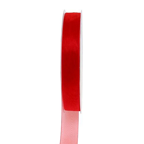 Floristik24 Organza ribbon with selvedge 1.5cm 50m red