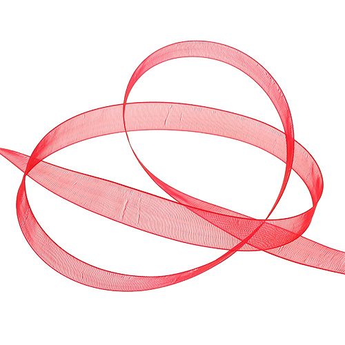 Product Organza ribbon with selvedge ribbon organza fabric 15mm 50m red