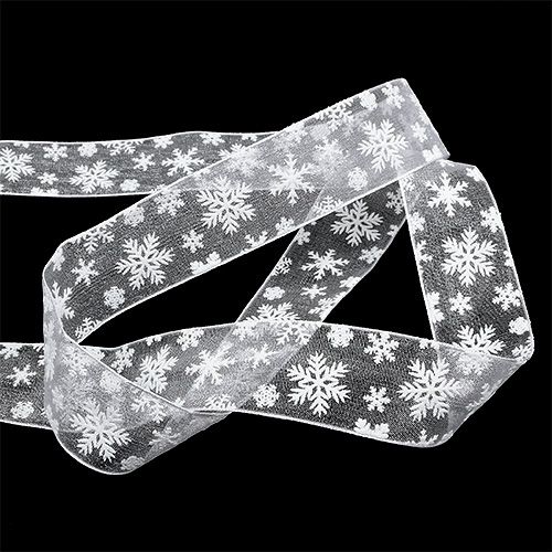 Floristik24 Organza ribbon Christmas white 25mm 20m