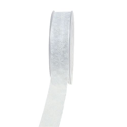 Product Organza ribbon Christmas white 25mm 20m