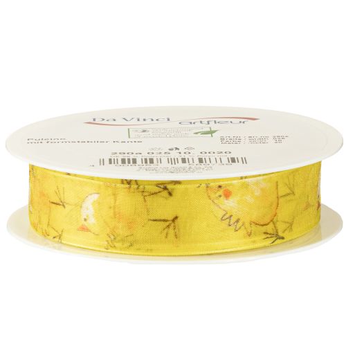 Product Organza ribbon with chick gift ribbon yellow 25mm 20m