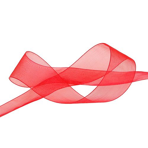 Product Organza ribbon with selvedge ribbon organza 40mm 50m red