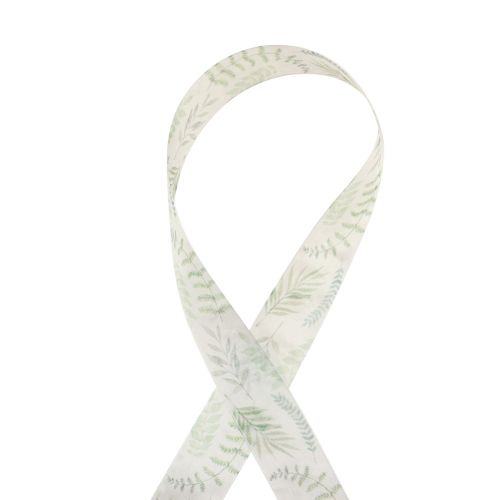 Product Organza ribbon chiffon ribbon leaves branches green 40mm 15m
