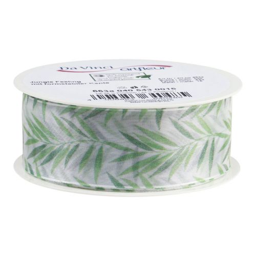 Product Organza ribbon chiffon ribbon green plants ribbon 40mm 15m