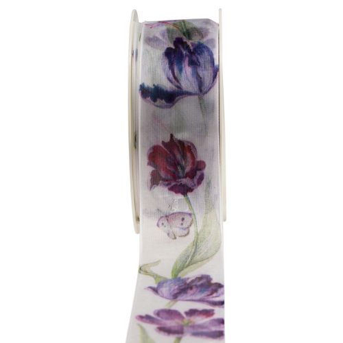 Floristik24 Organza ribbon chiffon ribbon parrot tulips purple 40mm 18m