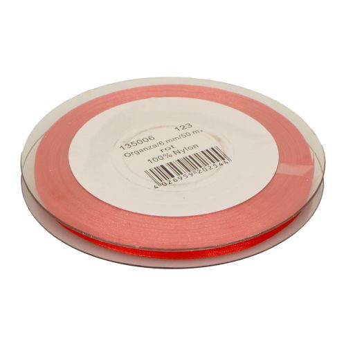 Product Organza ribbon gift ribbon red ribbon selvedge 6mm 50m