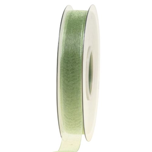 Floristik24 Organza ribbon green gift ribbon selvedge lime green 15mm 50m