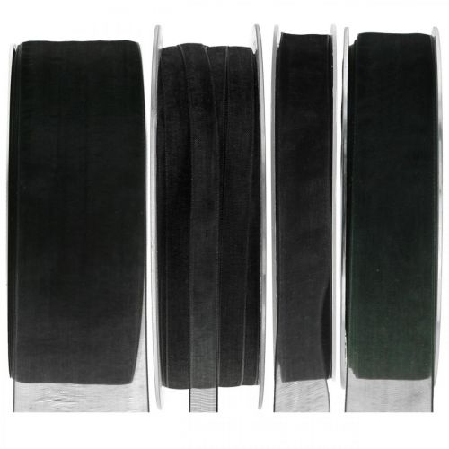 Floristik24 Mourning Organza Ribbon with Selvedge 50m Black