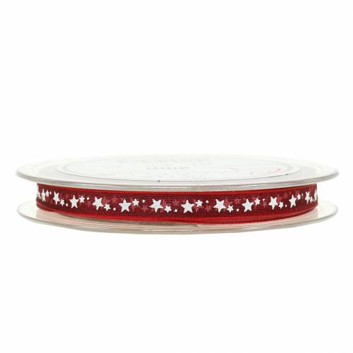 Product Organza ribbon with star dark red 6mm 20m