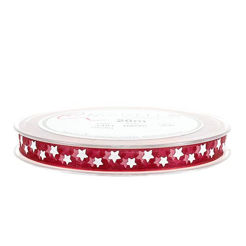 Floristik24 Organza ribbon with star pattern Bordeaux 10mm 20m