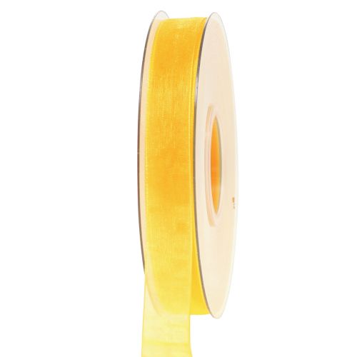 Organza ribbon gift ribbon yellow ribbon selvedge 15mm 50m