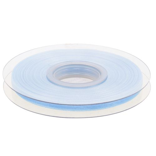 Product Organza ribbon gift ribbon light blue ribbon blue selvedge 6mm 50m
