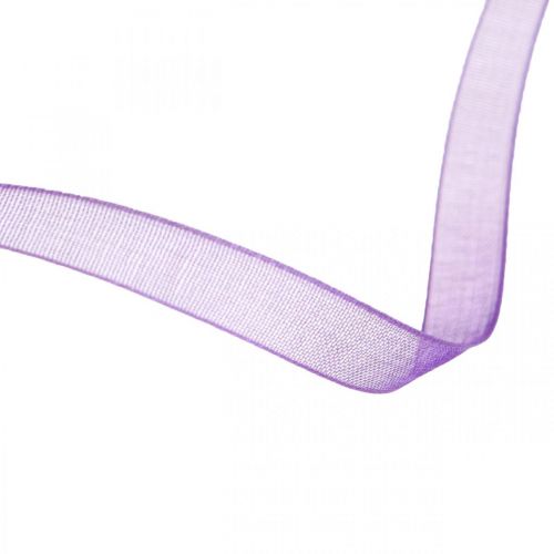 Floristik24 Organza ribbon with selvedge, silk ribbon, decorative ribbon purple 7mm 50m
