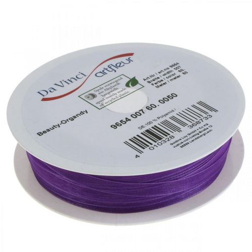 Floristik24 Organza ribbon with selvedge, silk ribbon, decorative ribbon purple 7mm 50m