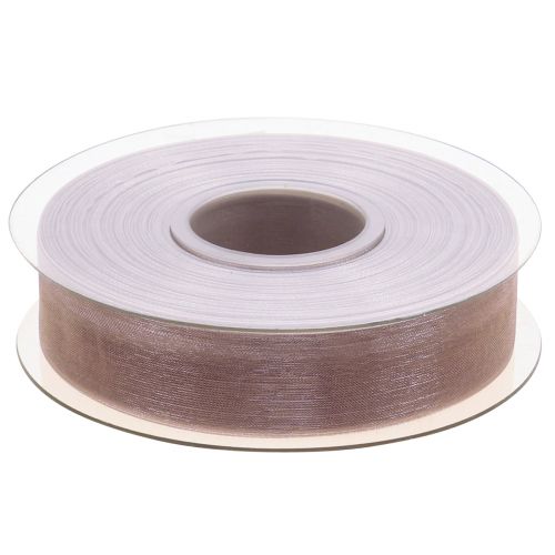 Product Organza ribbon gift ribbon beige ribbon selvedge taupe 25mm 50m