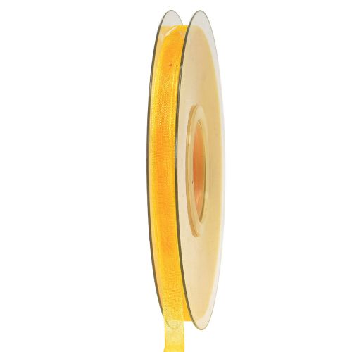 Product Organza ribbon gift ribbon yellow ribbon selvedge 6mm 50m