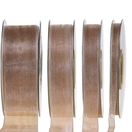 Floristik24 Organza ribbon gift ribbon beige ribbon selvedge taupe 50m