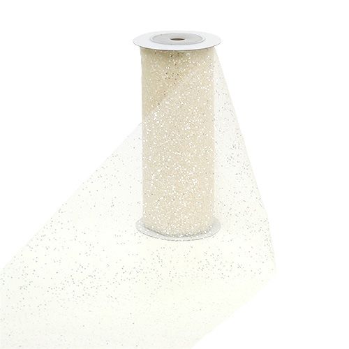 Organza fabric 15cm x 500cm cream with glitter