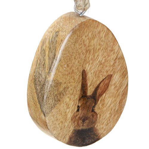 Floristik24 Easter Egg Wood Hanging Ornament Easter Bunny 9cm 6pcs