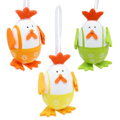 Painted Egg as Rooster for Hanging in Mix 7.5cm 12 pcs