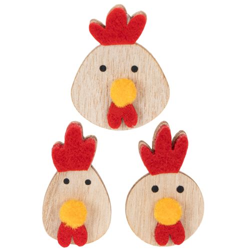 Product Wooden chicken with adhesive dot, Easter craft decoration, creative table decoration, country style, 5cm, 36 pieces