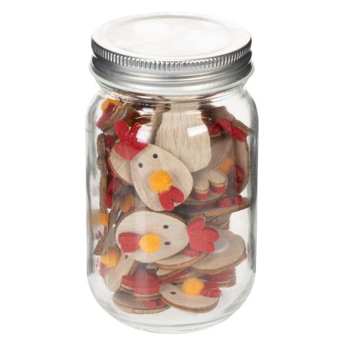 Product Wooden chicken with adhesive dot, Easter craft decoration, creative table decoration, country style, 5cm, 36 pieces