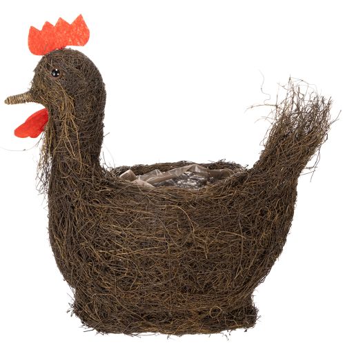 Product Easter decoration planting basket with vines and chicken decoration, 36cm