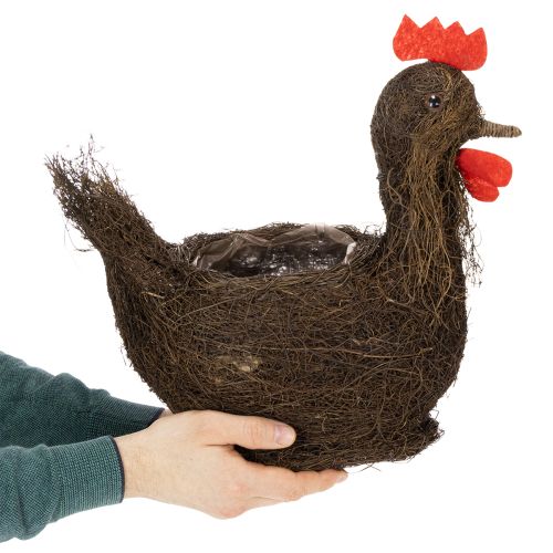 Product Easter decoration planting basket with vines and chicken decoration, 36cm
