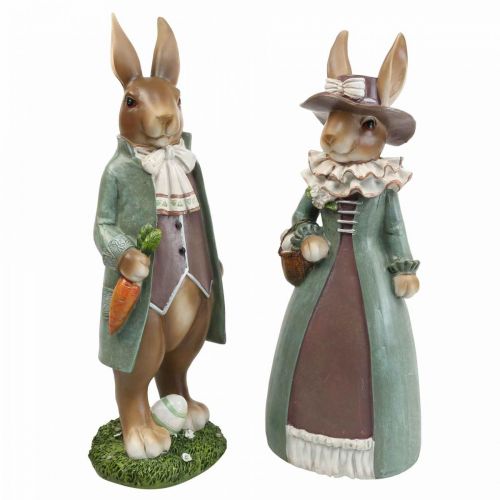 Floristik24 Easter decorations deco rabbits Easter bunny figure pair of rabbits H34cm 2pcs