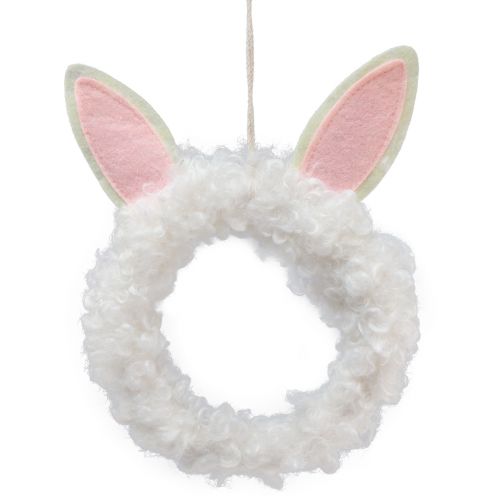 Floristik24 Easter decoration decorative ring rabbit ears door decoration white Ø13cm 4pcs