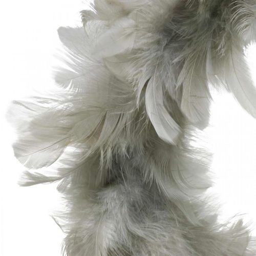 Product Easter decoration feather wreath large gray Ø25cm Spring decoration real feathers