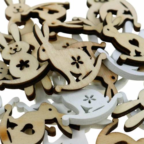 Product Easter decoration rabbit for scattering wood white, natural scatter decoration Easter bunny 96 pcs