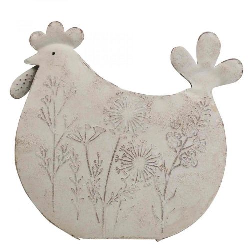 Floristik24 Easter decoration metal deco chicken Easter white 19.5x6.5x18cm