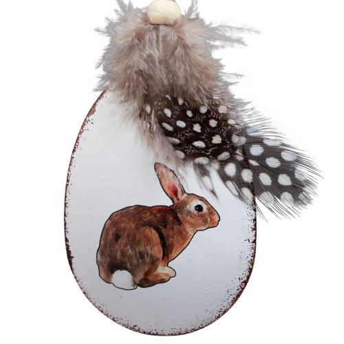 Floristik24 Easter decoration for hanging pendant Easter eggs with rabbits vintage metal 7×5cm 8 pcs