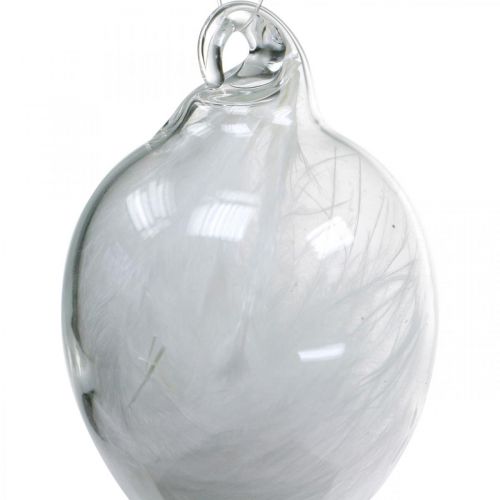 Floristik24 Easter decoration for hanging, glass egg with feathers, mini Easter egg, spring decoration 8 pieces
