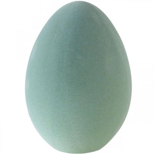 Floristik24 Easter egg large grey-green egg green Easter decoration flocked 40cm