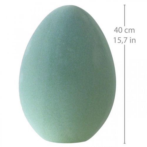 Floristik24 Easter egg large grey-green egg green Easter decoration flocked 40cm